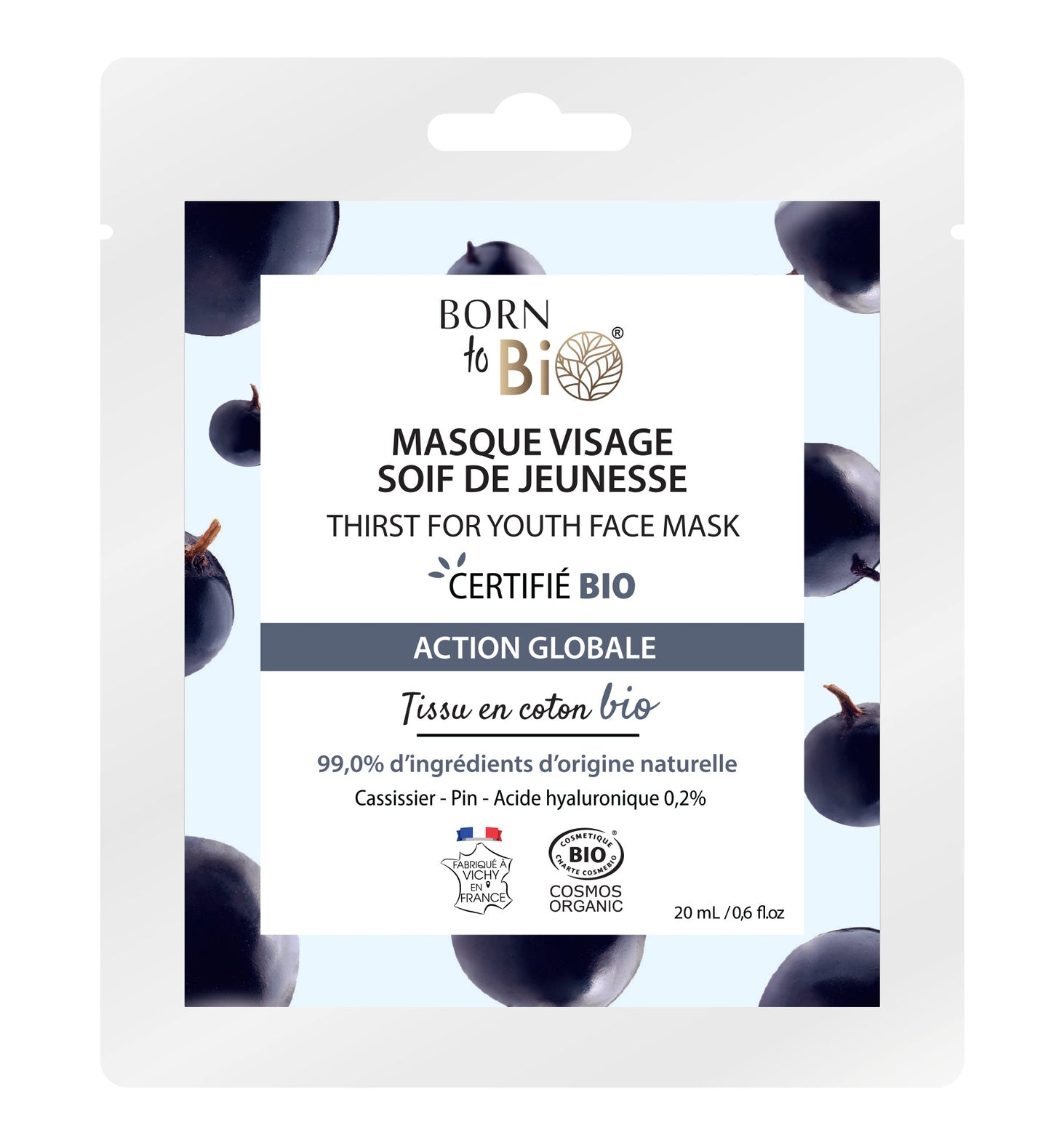 Soif de Jeunesse face mask in cotton - Certified Organic